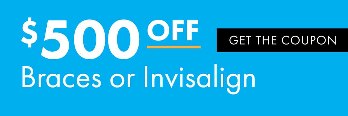 Braces or Invisalign coupon offering discounts for orthodontic treatment options.

